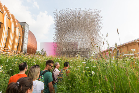 MILAN, ITALY - JUNE 01, 2015: United Kingdom pavilion at Expo 2015. The theme of the Universal Exposition is Feeding the Planet, Energy for Life.のeditorial素材
