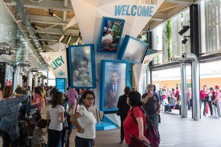MILAN, ITALY - JUNE 01, 2015: USA pavilion at Expo 2015. The theme of the Universal Exposition is Feeding the Planet, Energy for Life.のeditorial素材