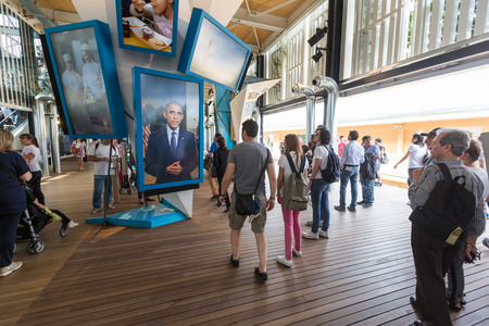 MILAN, ITALY - JUNE 01, 2015: USA pavilion at Expo 2015. The theme of the Universal Exposition is Feeding the Planet, Energy for Life.のeditorial素材