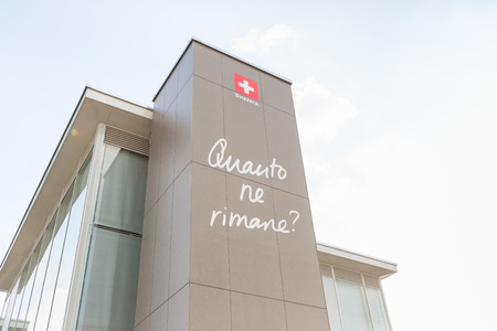 MILAN, ITALY - JUNE 01, 2015: Swiss Pavilion at Expo 2015. The theme of the Universal Exposition is Feeding the Planet, Energy for Life.のeditorial素材
