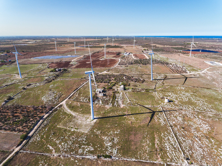 Wind turbines for electrical energy generation. Power station for clean energy production from wind....