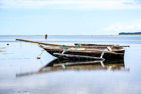 Outrigger Boat on the Indian Ocean on Northeast Coast of Zanzibar, Tanzania