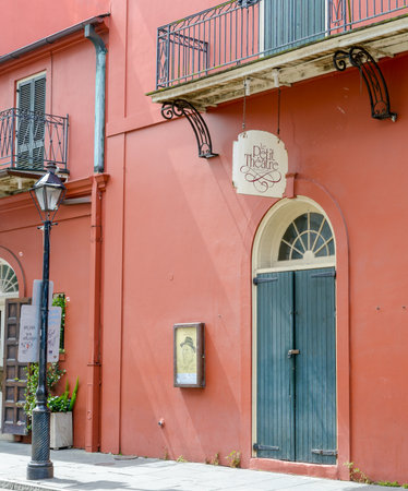 NEW ORLEANS, LA, USA - APRIL 16, 2023: Entrance to Le Petit ThÃ©Ã¢tre Du Vieux CarrÃ© on St. Peter Street in the French Quarterのeditorial素材