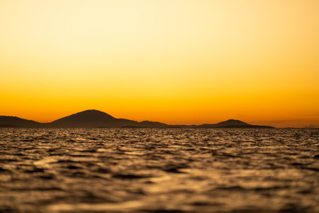 yachting on the sea in at sunset in australia in springの写真素材