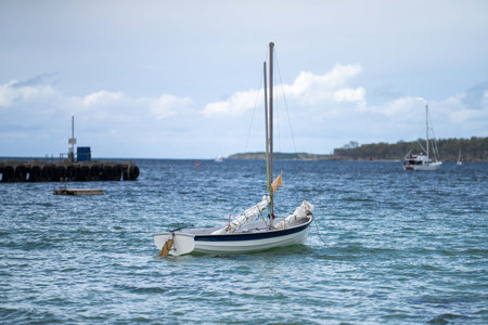 wooden boat on the water, at the wooden boat festival in hobart tasmania australia in summerの写真素材
