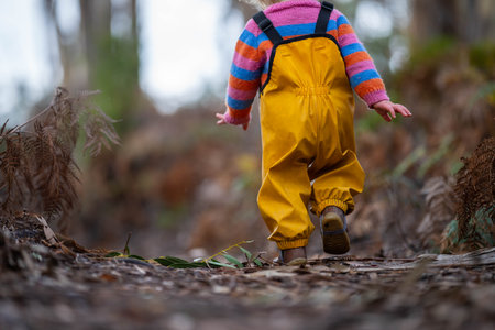kid playing in the wild in australiaの写真素材