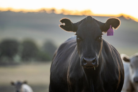 cows in the outback on a farm in australiaの写真素材
