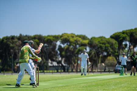 playing a game on a green over for health and recreation in australiaの写真素材