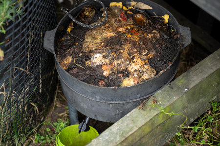 Compost pile, organic thermophilic compost turning in Tasmania Australia