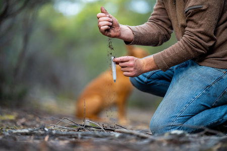 farmer hold soil in hands monitoring soil health on a farm in australia