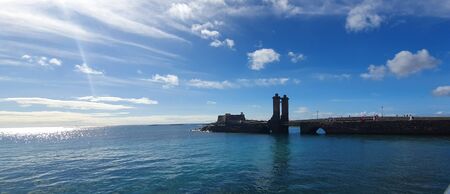 Castillo de san gabriel seen from the seafront in Lanzaroteの写真素材