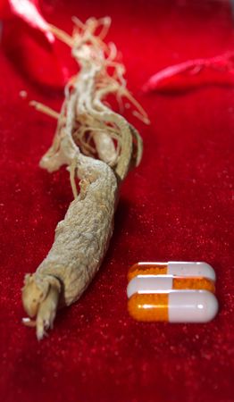 Ginseng and capsuleの写真素材