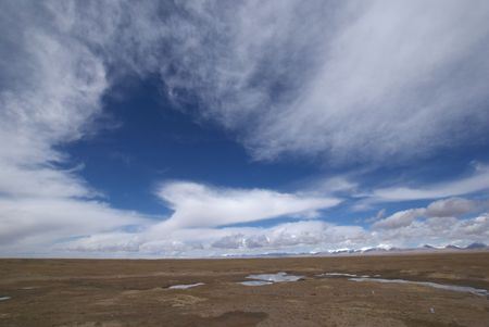 cloudscape on desert の写真素材