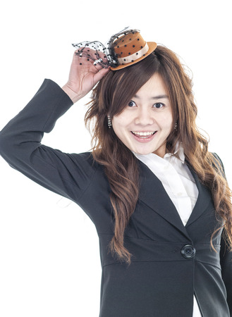funny young businesswomanの写真素材