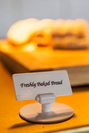 a shot of freshly bakced bread in restaurantの写真素材