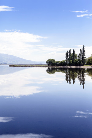 sunny day at lakesideの写真素材
