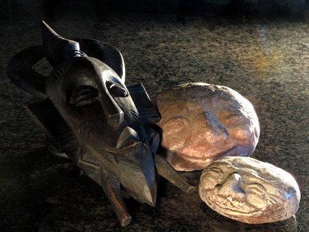 Masks and sculptures produced by Venezuelan artisans.の写真素材