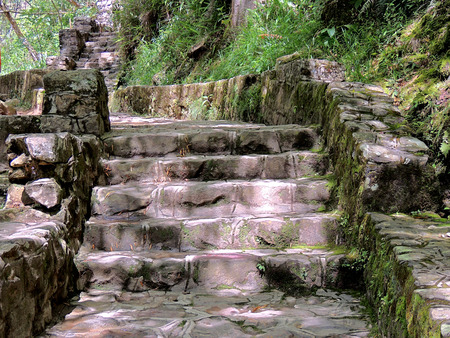 Roads Milla Chorros stone in park Merida Venezuela.の写真素材