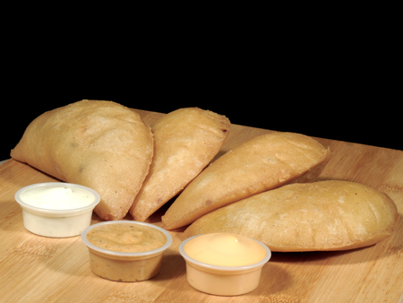 Meat and cheese empanadasの写真素材