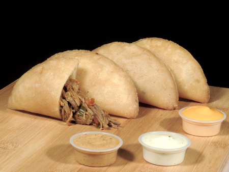 Meat and cheese empanadasの写真素材