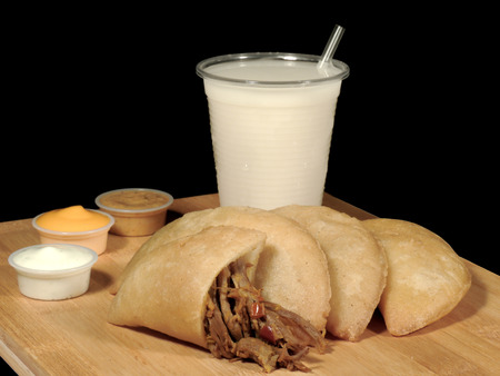 Meat and cheese empanadasの写真素材