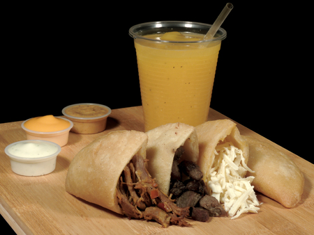 Meat and cheese empanadasの写真素材