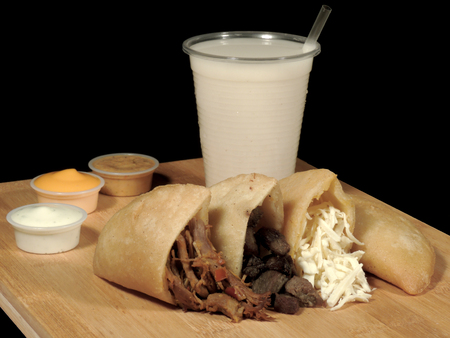 Meat and cheese empanadasの写真素材