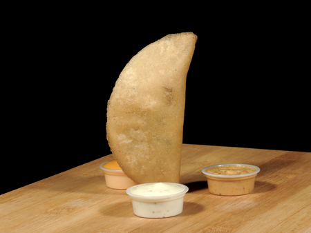 Meat and cheese empanadasの写真素材