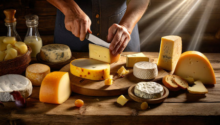 cheeses to taste in the kitchen at festivities with friendsの素材
