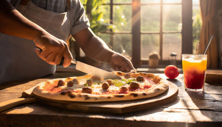 Italian pizza food or food rich in carbohydrates for lunch or dinnerの素材