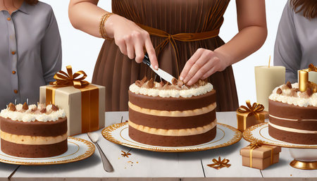 party celebrating birthday with joy with cake or cakeの素材