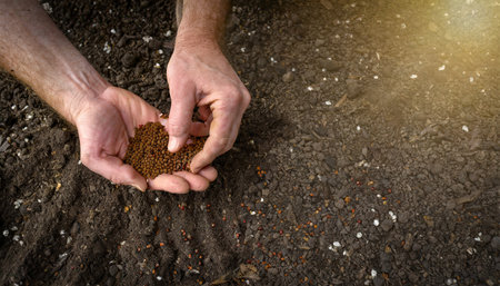 preparing agricultural land with seeds for planting plantsの素材