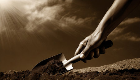 preparing agricultural land with seeds for planting plantsの素材