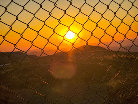 Sunset in the high Andean mountainsの写真素材