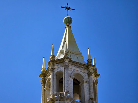 Historical monuments in a colonial-era city in Peruの写真素材