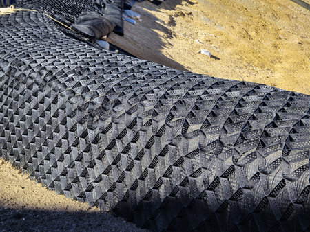 Slope stabilization with shotcrete and geosynthetic materialsの写真素材