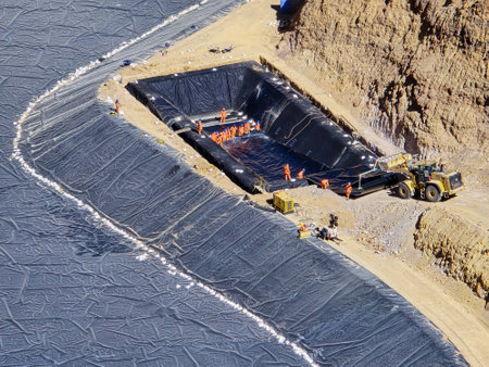 Construction process of water pools with geosynthetic materials.