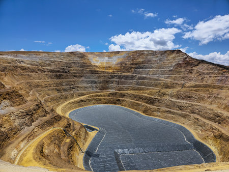 Construction process of water pools with geosynthetic materials.の写真素材