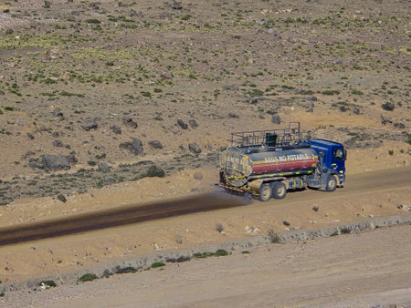 Environmental control and dust pollution process with roadside water tanker.の写真素材