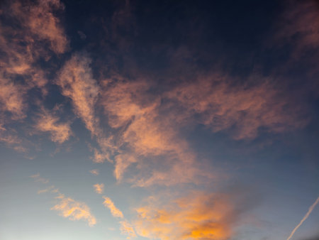 Sunset with many clouds.の写真素材