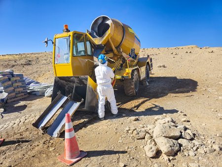 Heavy machinery under construction in an open-pit mine.の写真素材