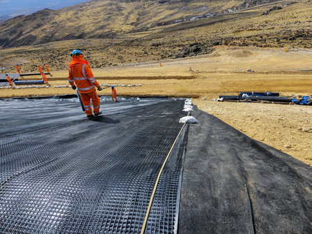 Installation and quality control process of geosynthetics in mines.