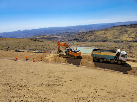 Clay and geosynthetic cover in sanitary and mining landfills.の写真素材