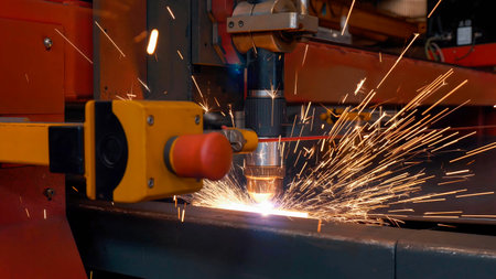 Welding process with robotic welding machine for machinery manufacturing