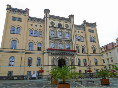 Building with medieval architecture after restorationの写真素材