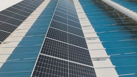 Solar panels installed on the roofs of buildings in condominiums for the generation of sustainable...