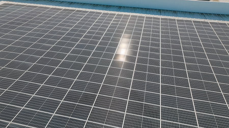 Solar panels installed on the roofs of buildings in condominiums for the generation of sustainable...