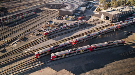 Aerial view of the electric train station for fast and efficient transportation