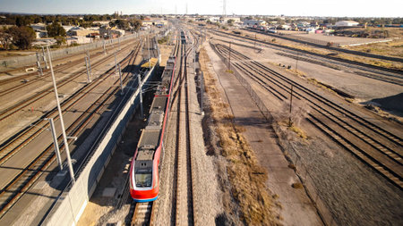 Train station with high-speed train carriages