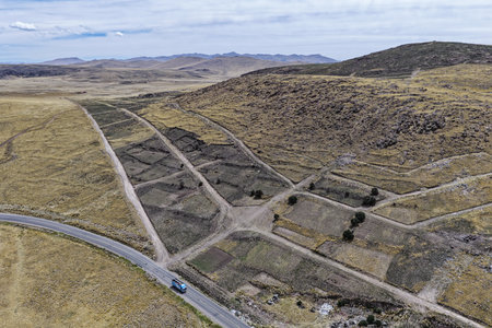 city ââbuilding process with the subdivision and urbanization of fields and meadowsの写真素材